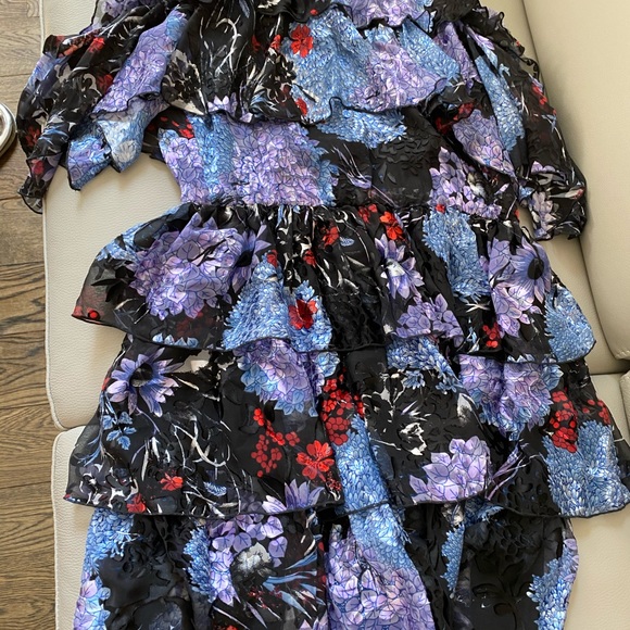 Nichola Cold Shoulder Ruffled Party Dress In Multi - Picture 8 of 10